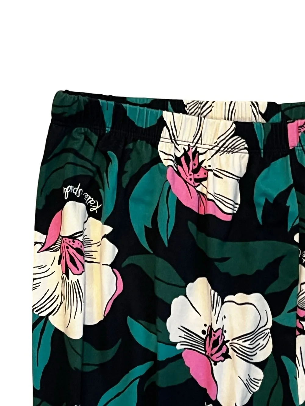Kate Spade Pajamas 2 piece Set Blossom Floral Print Navy Pink Large/XL Soft Knit